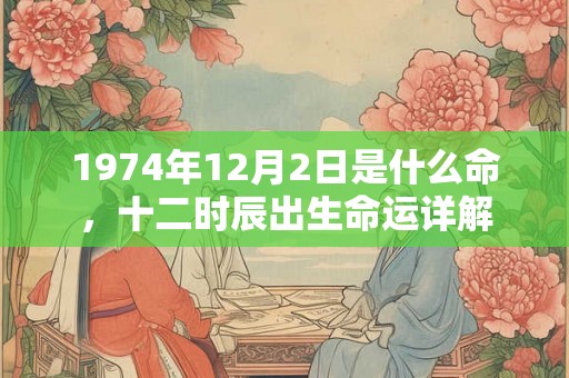 1974年12月2日是什么命，十二时辰出生命运详解