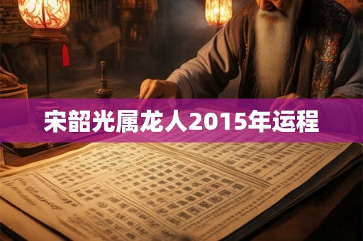 宋韶光属龙人2015年运程