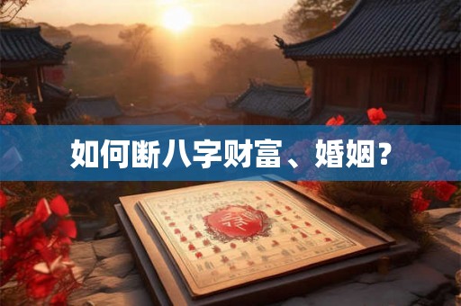 如何断八字财富、婚姻？