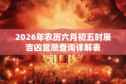 2026年农历六月初五时辰吉凶宜忌查询详解表