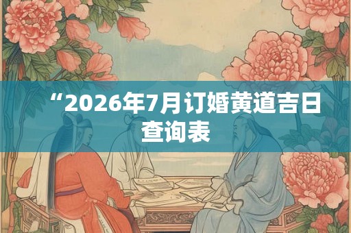 “2026年7月订婚黄道吉日查询表 “2026年7月订婚黄道吉日查询表