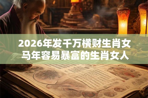 2026年发千万横财生肖女 马年容易暴富的生肖女人2026