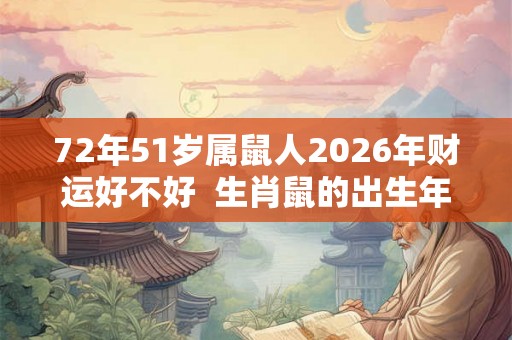 72年51岁属鼠人2026年财运好不好  生肖鼠的出生年份表