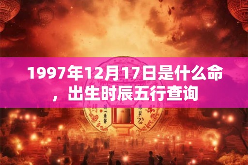 1997年12月17日是什么命，出生时辰五行查询