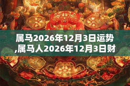 属马2026年12月3日运势,属马人2026年12月3日财运,生肖马2026年12月3日运势