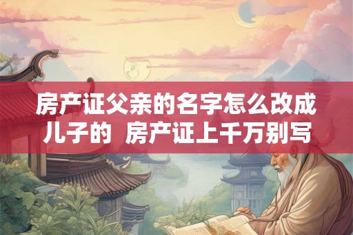 房产证父亲的名字怎么改成儿子的 房产证上千万别写2个人名字 房产证父亲的名字怎么改成儿子的 房产证上千万别写2个人名字