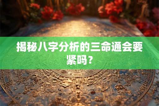 揭秘八字分析的三命通会要紧吗？