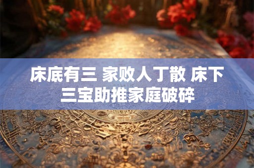 床底有三 家败人丁散 床下三宝助推家庭破碎