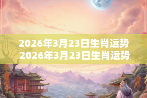 2026年3月23日生肖运势 2026年3月23日生肖运势如何