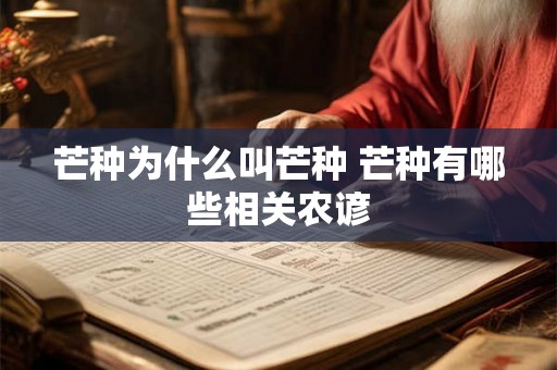 芒种为什么叫芒种 芒种有哪些相关农谚