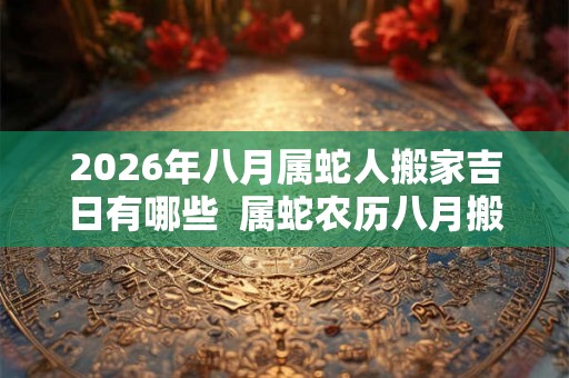 2026年八月属蛇人搬家吉日有哪些 属蛇农历八月搬家吉日 2026年八月属蛇人搬家吉日有哪些 属蛇农历八月搬家吉日