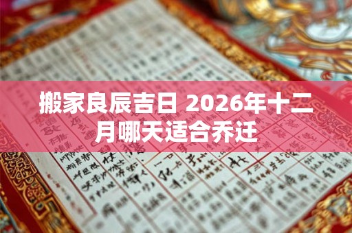 搬家良辰吉日 2026年十二月哪天适合乔迁