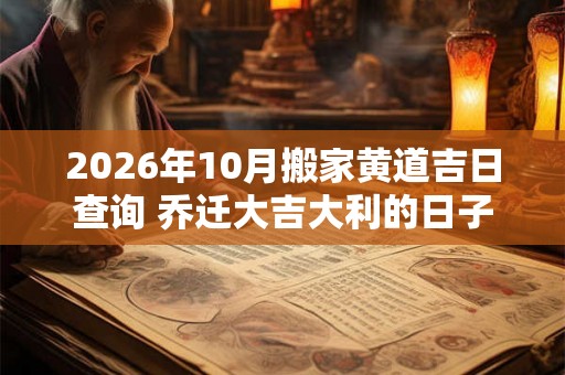 2026年10月搬家黄道吉日查询 乔迁大吉大利的日子有哪些