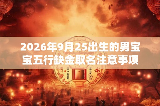 2026年9月25出生的男宝宝五行缺金取名注意事项