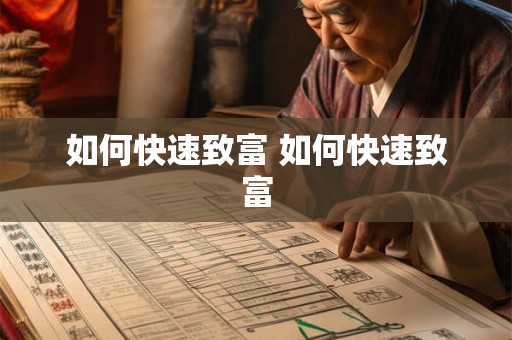 如何快速致富 如何快速致富