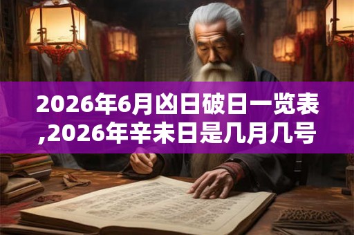 2026年6月凶日破日一览表,2026年辛未日是几月几号