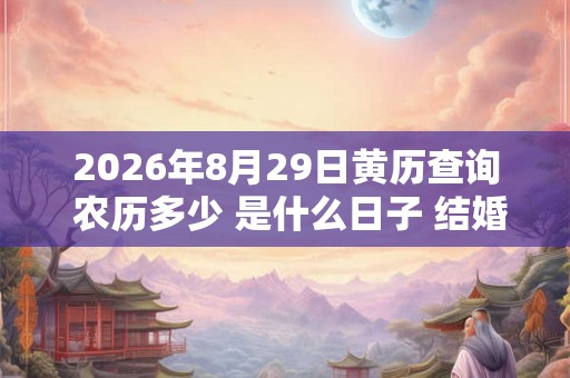 2026年8月29日黄历查询 农历多少 是什么日子 结婚吉时