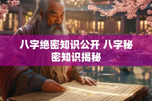 八字绝密知识公开 八字秘密知识揭秘