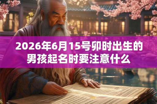 2026年6月15号卯时出生的男孩起名时要注意什么