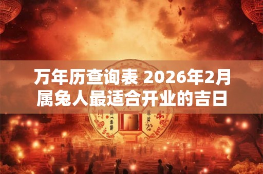万年历查询表 2026年2月属兔人最适合开业的吉日