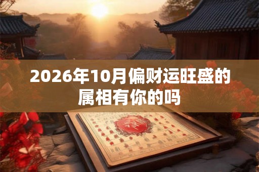 2026年10月偏财运旺盛的属相有你的吗