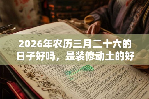 2026年农历三月二十六的日子好吗，是装修动土的好日子吗？