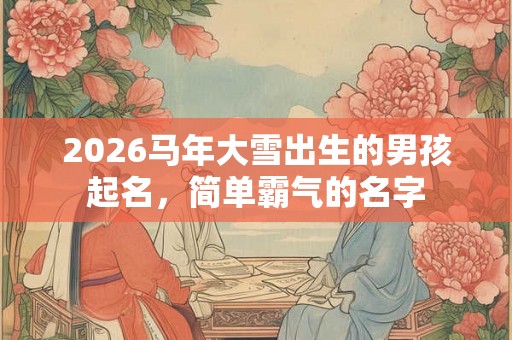 2026马年大雪出生的男孩起名，简单霸气的名字