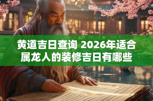 黄道吉日查询 2026年适合属龙人的装修吉日有哪些