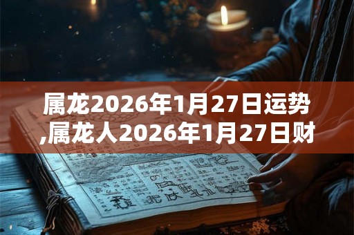 属龙2026年1月27日运势,属龙人2026年1月27日财运,生肖龙2026年1月27日运势