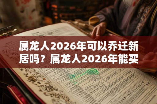 属龙人2026年可以乔迁新居吗？属龙人2026年能买房吗？