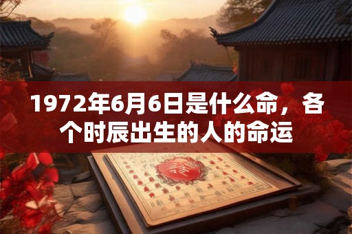 1972年6月6日是什么命，各个时辰出生的人的命运