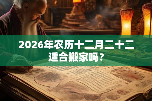2026年农历十二月二十二适合搬家吗？