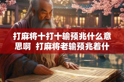 打麻将十打十输预兆什么意思啊  打麻将老输预兆着什么