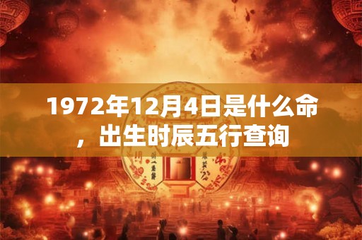 1972年12月4日是什么命，出生时辰五行查询