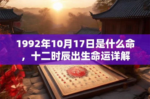 1992年10月17日是什么命,十二时辰出生命运详解 1992年10月17日是什么命,十二时辰出生命运详解