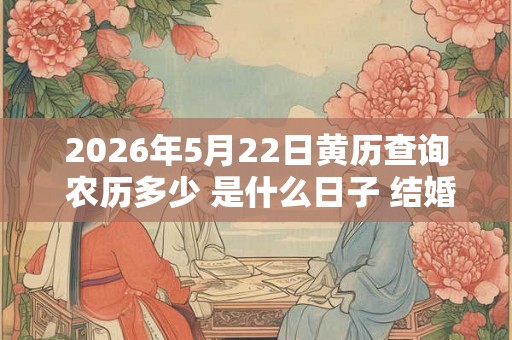 2026年5月22日黄历查询 农历多少 是什么日子 结婚吉时 2026年5月22日黄历查询 农历多少 是什么日子 结婚吉时