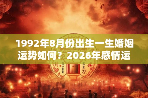 1992年8月份出生一生婚姻运势如何？2026年感情运好不好？