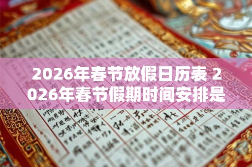 2026年春节放假日历表 2026年春节假期时间安排是什么