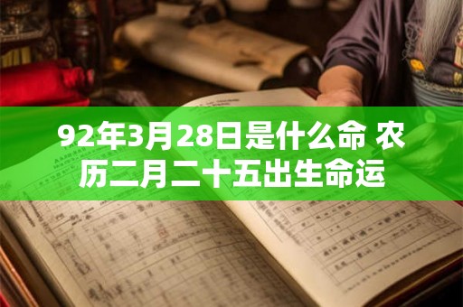 92年3月28日是什么命 农历二月二十五出生命运