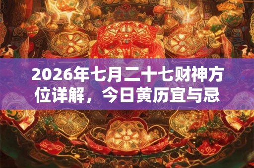 2026年七月二十七财神方位详解，今日黄历宜与忌