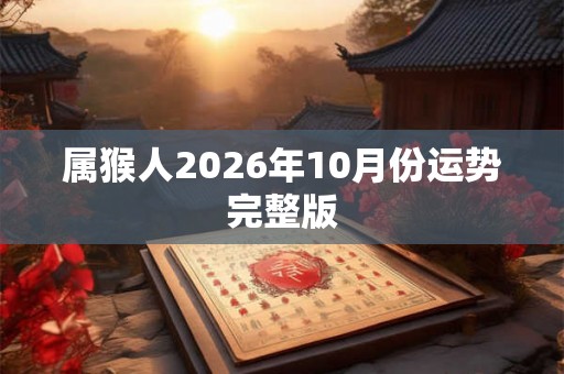 属猴人2026年10月份运势完整版