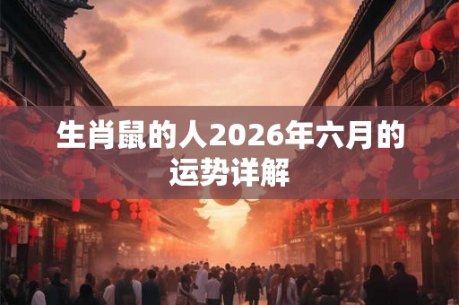 生肖鼠的人2026年六月的运势详解