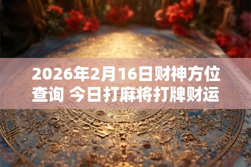 2026年2月16日财神方位查询 今日打麻将打牌财运方位