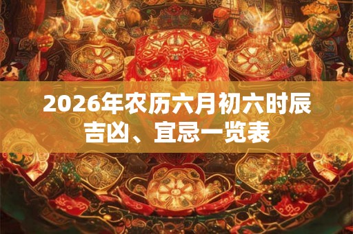 2026年农历六月初六时辰吉凶、宜忌一览表