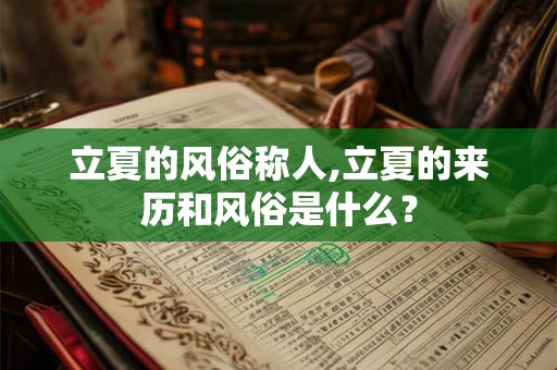 立夏的风俗称人,立夏的来历和风俗是什么? 立夏的风俗称人,立夏的来历和风俗是什么?