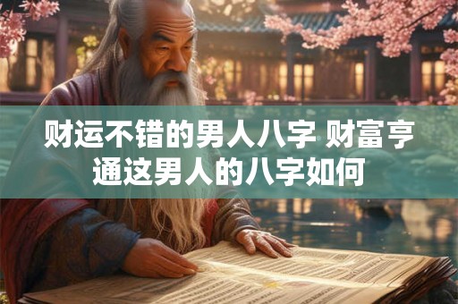 财运不错的男人八字 财富亨通这男人的八字如何