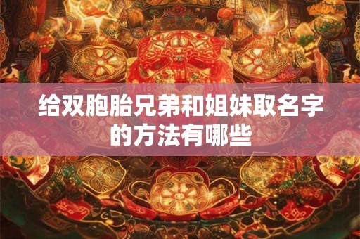 给双胞胎兄弟和姐妹取名字的方法有哪些