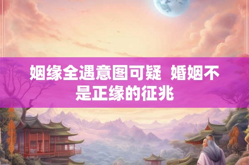 姻缘全遇意图可疑  婚姻不是正缘的征兆