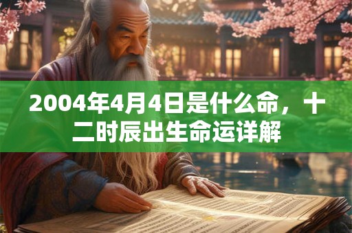 2004年4月4日是什么命，十二时辰出生命运详解