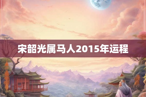 宋韶光属马人2015年运程